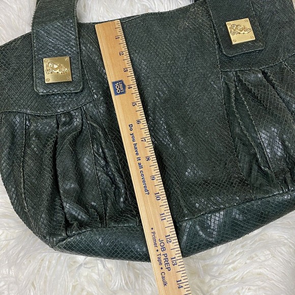 JENRIGO GREEN OLIVE SNAKE PYTHON LEATHER LARGE TOTE HAND SHOULDER BAG MADE ITALY - Picture 6 of 9